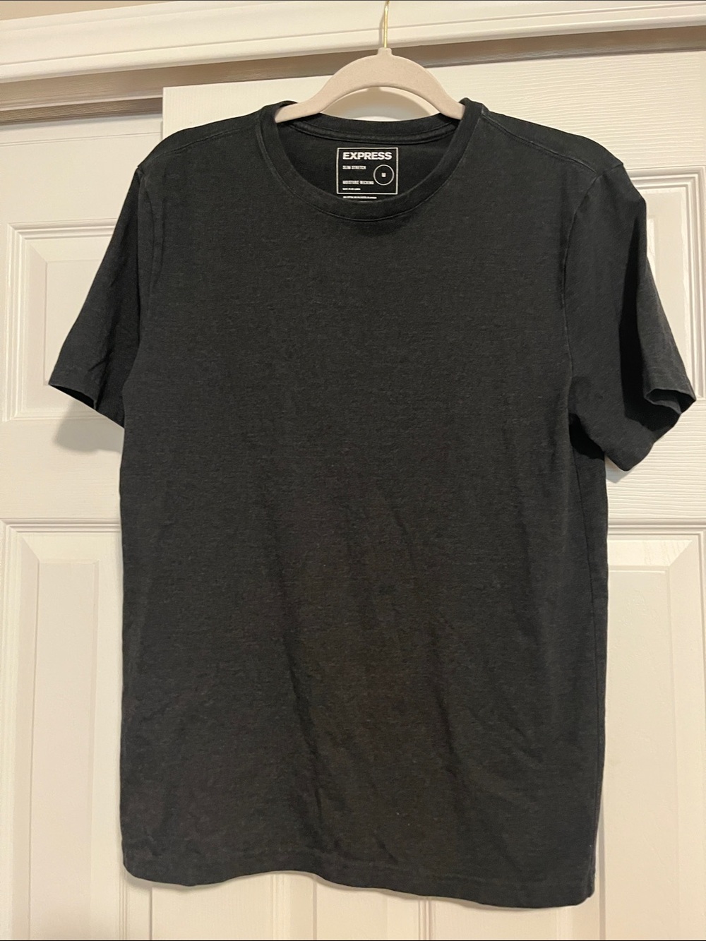 Express Men's charcoal Crewneck Short Sleeve Tee